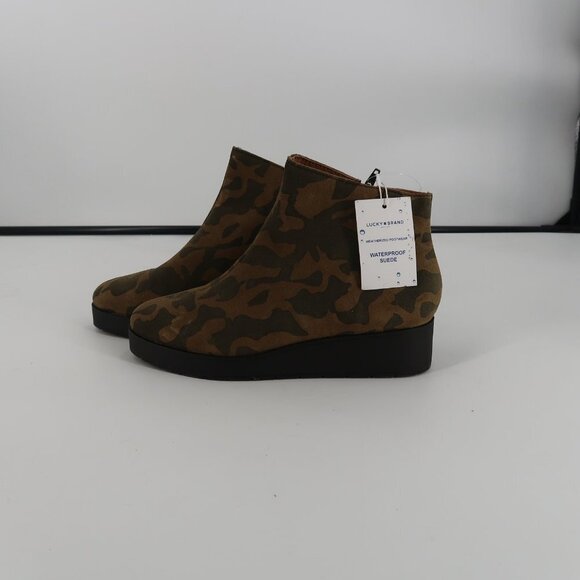 Lucky Brand Women's Camo Booties Side Zip Size 8 Waterproof Suede New with tags - Picture 8 of 10